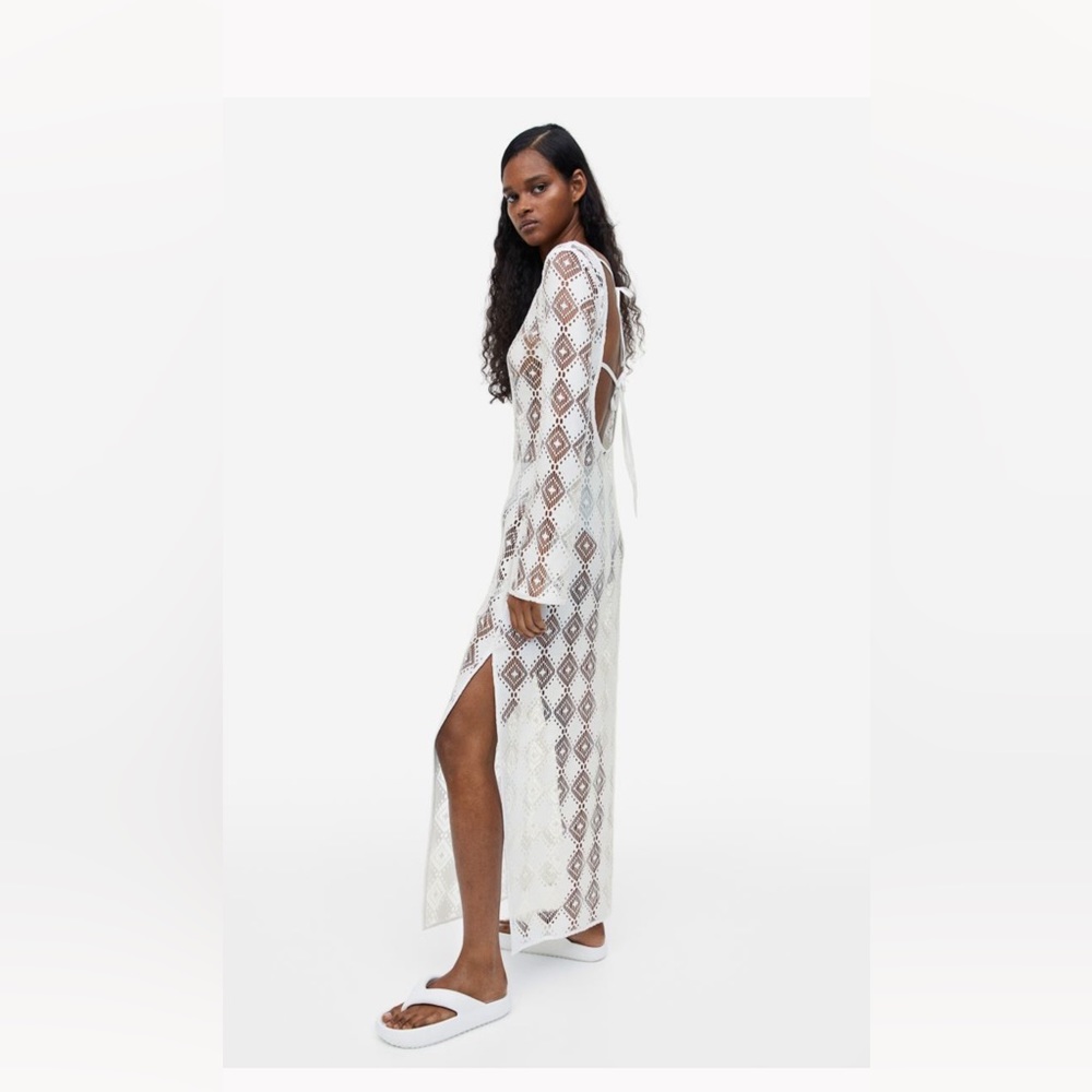 H&M OPEN-BACKED CROCHET LOOK DRESS - Picture 3 of 7